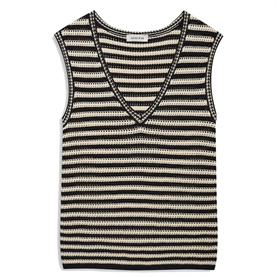 Anine Bing Lowen Sweater Top, Black And Ivory Stripe