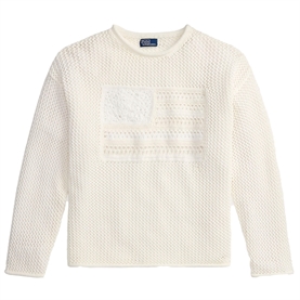 Polo Ralph Lauren Tonal Flag Pointelle Sweater, White Multi 