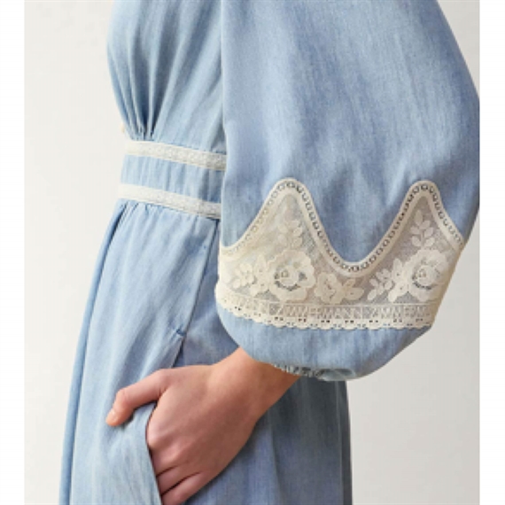 Zimmermann Fairlight Denim Lace Kjole, Skylark