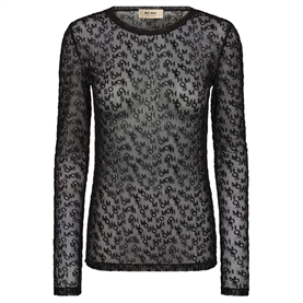 Mos Mosh Loretta Mono Mesh Bluse,  Sort 
