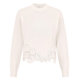 Zimmermann Valiant Merino Lace Sweater, Cream 