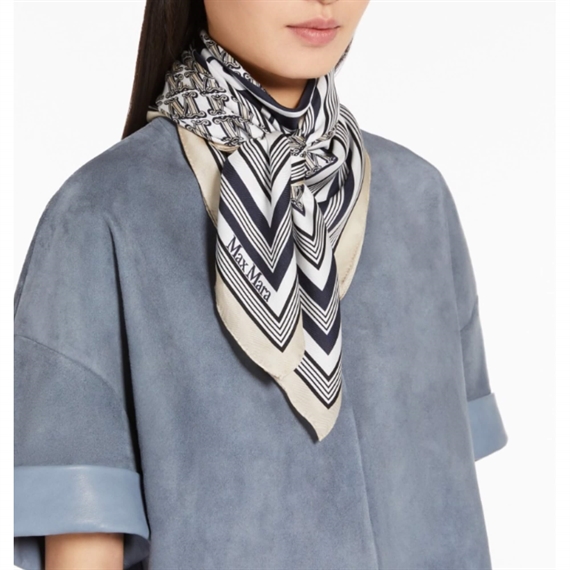 Max Mara CARRE90W Printed Silke Tørklæde, Cornflower Blue