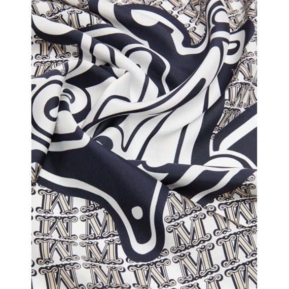 Max Mara CARRE90W Printed Silke Tørklæde, Cornflower Blue